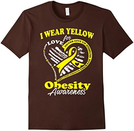 Men's Obesity Awareness T Shirt 2016 - I  Wear Yellow For My Hero Medium Brown
