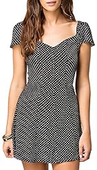 Sexy V-neck Dots Print Backless Tunic 