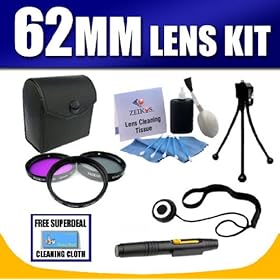 Zeikos 3 Piece 62MM Filter Kit for Sony DCR-SR80 and any Digital Camera with 62mm Lens with Exclusive FREE Complimentary Super Deal Micro Fiber Lens Cleaning Cloth