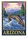 Fly Fishing Scene - Arizona Premium Poster Print, 18x24