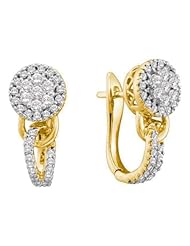 0.76 cttw 14k Yellow Gold Diamond Flower Drop Earrings (Real Diamonds: 3/4 cttw)