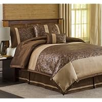 Lush Decor 6-Piece Metallic Animal Comforter Set, Full, Brown/Gold