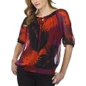 Mossimo&reg; Black Womens Smocked Neck Peasant Top - Black/Red