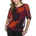 Mossimo&reg; Black Womens Smocked Neck Peasant Top - Black/Red