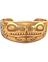 14K Yellow Gold Northwest Coast Native American House Of Wolf Bracelet. Made in USA.