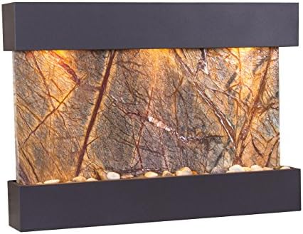 Reflection Creek Water Feature with Antique Bronze Trim and Square Edges (Brown Marble)