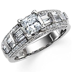 14Kt White Gold Ladies Engagement Ring (Center stone is not included)