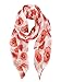 GERINLY - Lightweight Poppy Flower Print Oblong Scarf (White)
