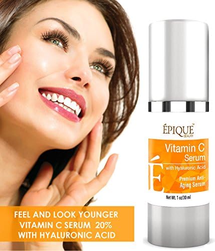 Vitamin C Serum for Face and Skin 20% with Hyaluronic Acid - SALE! Best Anti Aging Serum - Great Vit C Serum to Combat Wrinkles - Pure and Potent - 100% Safe and Natural