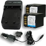 JVC BN-VF714 / VF707 / VF733 Equivalent Charger & Battery 2-Pack Combo for OEM AA-VF7U & Everio GR Series / GZ-MG50 / MG70 & Many More