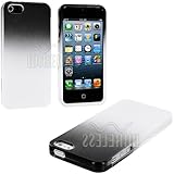myLife (TM) White + Black Two Tone Series (2 Piece Snap On) Hardshell Plates Case for the iPhone 5/5S (5G) 5th Generation Touch Phone (Clip Fitted Front and Back Solid Cover Case + Rubberized Tough Armor Skin + Lifetime Warranty + Sealed Inside myLife Authorized Packaging) 