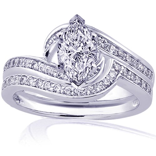 2 Ct Marquise Diamond Wedding Bridal Rings Set
