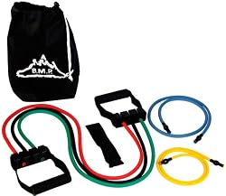 Black Mountain Products 5 Resistance Bands Set with Door Anchor and Carrying Case