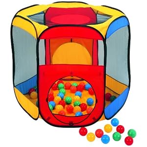 Most Popular Easy-Twist Play Tent: Six Sided Hexagon w 200 Play Balls by