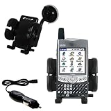 Gomadic for the PalmOne palm Treo 600 - PalmOne Treo 600 Flexible Auto Windshield Holder with Car Charger - Uses Gomadic TipExchange
