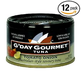 G'Day Gourmet  Tuna, Tomato Onion, 3.5-Ounce Cans (Pack of 12)