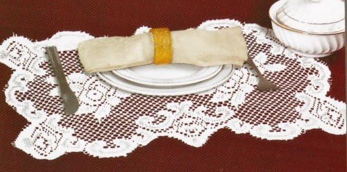 Table Sense Lace Fabric Table Linens Placemat 12"x18" 2 PK, White by Table Sense