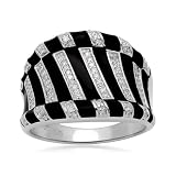 Sterling Silver Black Enamel Diamond Ring (1/4 cttw, I-J Color, I2-I3 Clarity), Size 9