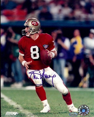 Steve Young San Francisco 49ers NFL Hand Signed 8x10 Photograph Red Jersey SB XXIX Dropping Back