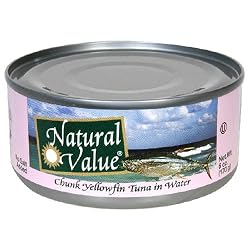 Natural Value Tuna, No Salt Yellowfin Chunk in Water, 6-Ounce Cans (Pack of 24)