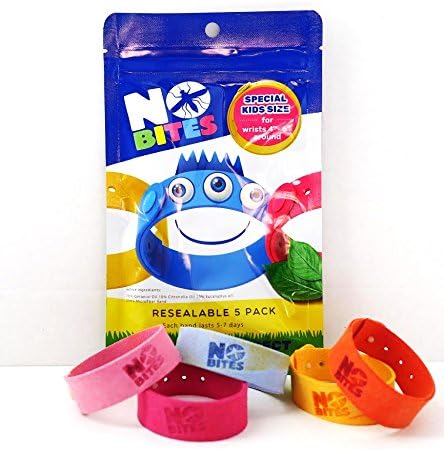 NoBite All Natural Mosquito Repellent Bracelets - 5 Pack - Deet Free - Long Lasting - All Natural Oils