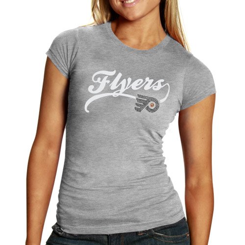 Philadelphia Flyers Ladies Bling Tri-Blend Premium T-shirt - Ash (Small)