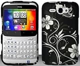 White Flowers Hard Snap On Case Cover Faceplate Protector for HTC Status (A ....