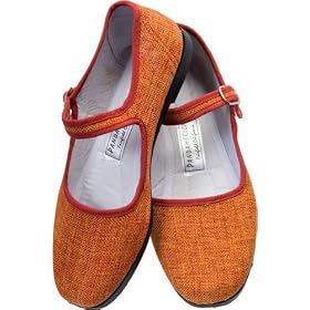 Pumpkin Flax Mary Jane Chinese Shoes