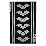 Arena Hamma Cotton Terry Bath Towel (Black/Metallic Grey, One Size)