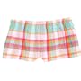 Beach Multi Pink Print Check Flannel Cotton Girl Boxers Mini Itty Bitty Shorts 1" Inseam, Covered elastic waist, 100% cotton, Large