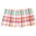 Beach Multi Pink Print Check Flannel Cotton Girl Boxers Mini Itty Bitty Shorts 1" Inseam, Covered elastic waist, 100% cotton,