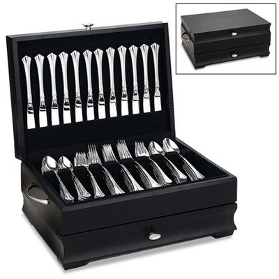 Black Manhattan Silverware Chest with Black Lining