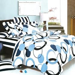 Blancho Bedding - [Artistic Blue] 100% Cotton 7PC MEGA Comforter Cover/Duvet Cover Combo (Queen Size)
