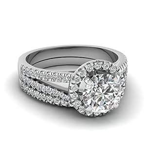 Fascinating Diamonds 1.30 Ct Round Cut Diamond Engagement Wedding Rings Pave Set In SI1 14K GIA