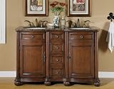 52 Bathroom Furniture Baltic Brown Granite Top Double Sink Vanity Cabinet 180BB