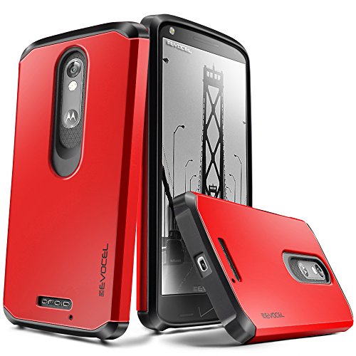 DROID Turbo 2 Case, Evocel® [Dual Layer Series] Hybrid Armor Protector Case For Motorola DROID Turbo 2 ( XT1585 / 2015 Release / Kinzie) - Retail Packaging, Fire Engine Red