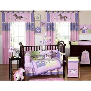 Pretty Pony Horse Western Baby Girl Bedding 9pc Crib Set By Jojo Designs