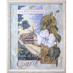 Framed CARIBBEAN Exotic Travel Poster Islands Picture