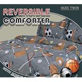 Twin Microfiber Kids Sports Gray Bedding Comforter Set