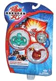 Bakugan Battle Brawlers New Vestroia Bakuglow Series Starter Pack Set with Ventus Green Alpha Percival , Pyrus Pyro Dragonoid, Mystery Haos Grey Bakugan, 3 Ability Cards and 3 Metal Gate Cards