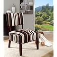 Stripe Fabric Oversized Seat Accent Chair