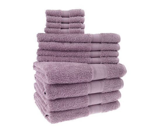 Blanket America 12-Piece Solid Towel Set, Dusty Purple