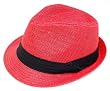 The Hatter Co. Tweed Classic Cuban Style Fedora Fashion Cap Hat - (5 Colors Available) (Red)