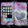 SPARKLING PURPLE HEART FULL DIAMOND RHINESTONE SNAP ON HARD SKIN FACEPLATE BLING COVER CASE FOR APPLE IPOD TOUCH ITOUCH 2ND GEN 3RD GEN