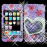 SPARKLING PURPLE HEART FULL DIAMOND RHINESTONE SNAP ON HARD SKIN FACEPLATE BLING COVER CASE FOR APPLE IPOD TOUCH ITOUCH 2ND GEN 3RD GEN