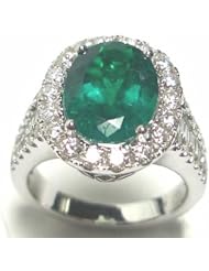 18K White Gold Emerald and Diamond Ring -- LIFETIME WARRANTY