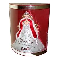 Barbie Year 2001 Hallmark Special Edition 12 Inch Doll - Holiday Celebration Barbie Doll with Elegant Holiday Dress, Fur Stole, Tiara, Earrings, Necklace, Shoes and Doll Stand