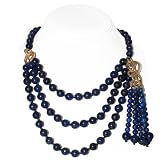 Multi-layer Round Navy Blue Lapis Bead Necklace (10mm) [Jewelry] ~ Leelo Jewelries
