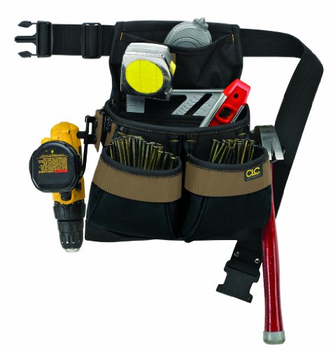 Custom Leathercraft PK1836 Framer's Nail and Tool Bag with Poly Web Belt, Poly, 5-Pocket