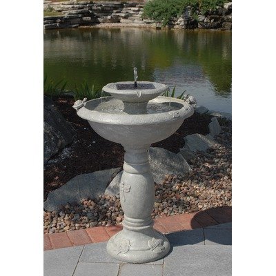Smart Solar 34222RM1 Gray Weathered Stone Country Gardens 2-Tier Solar-On-Demand Fountain